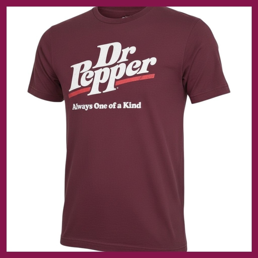 Dr Pepper Always One of a Kind Graphic T-Shirt Maroon Burgundy Mens Large